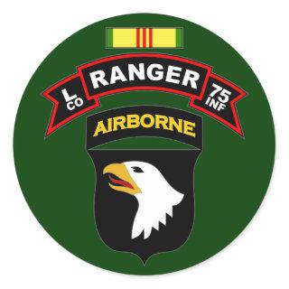 L Co, 75th Infantry Regiment - Rangers, Vietnam Classic Round Sticker