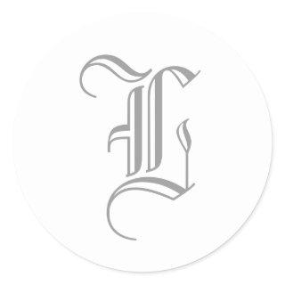 L Letter Monogram Sticker Grey Old English
