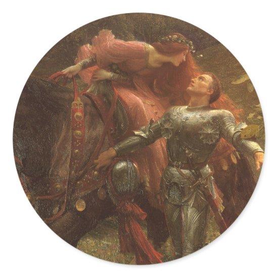 La Belle Dame sans Merci by Sir Frank Dicksee Classic Round Sticker