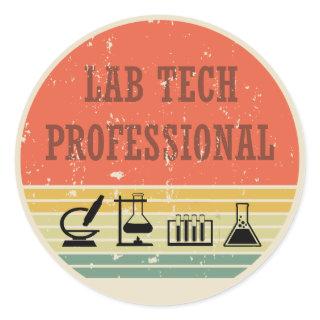 Lab tech professional vintage sunset retro classic round sticker