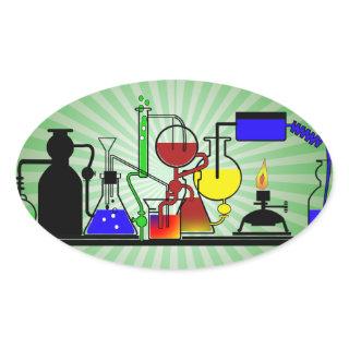 LAB WARE - LABORATORY  GLASSWARE MAD SCIENTIST OVAL STICKER