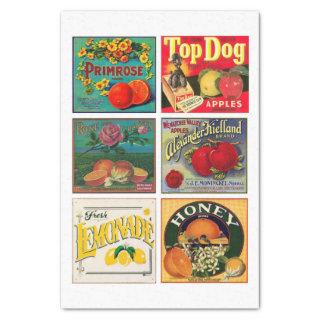 labels 21 10x15 Vintage Food Decoupage Tissue Paper
