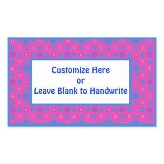 Labels to Customize, Pink and Blue Dots on Magenta