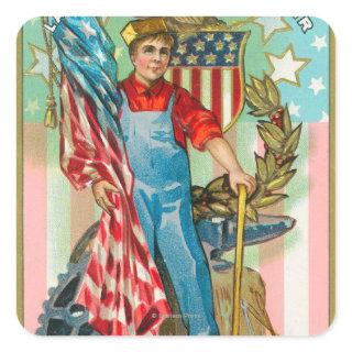 Labor Day Souvenir Square Sticker