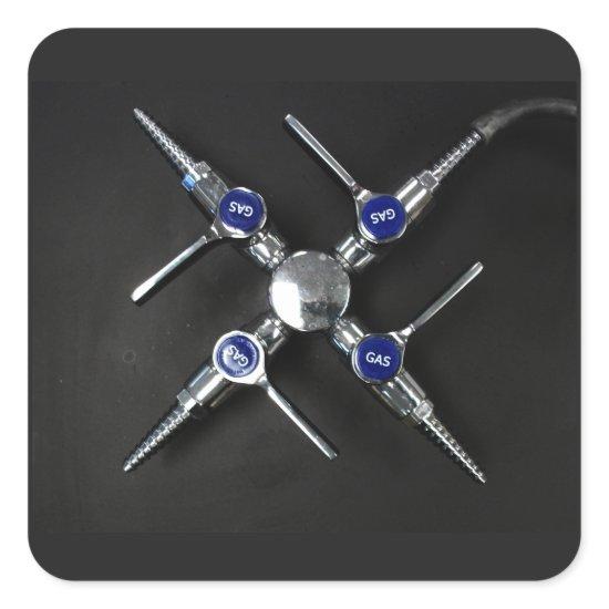 Laboratory Gas Valves on Lab Bench Square Sticker