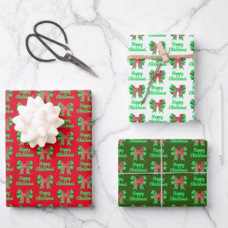 Labradoodle Red Christmas Dog & Green Bow 2 Color  Sheets