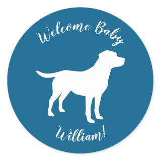 Labrador Dog Baby Shower Blue Boy Lab Classic Round Sticker