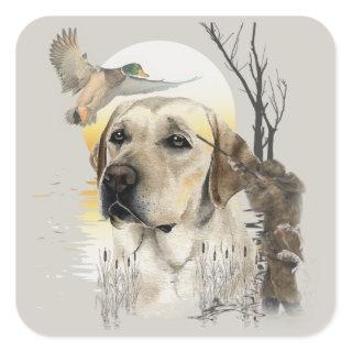 Labrador, duck hunting  square sticker