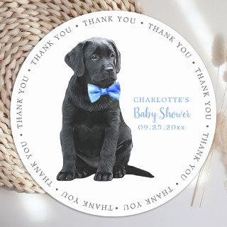 Labrador Puppy Dog Blue Boy Baby Shower Classic Round Sticker