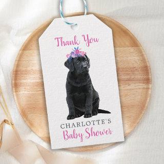 Labrador Puppy Dog Pink Girl Baby Shower Gift Tags