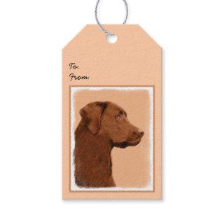 Labrador Retriever (Chocolate) Painting - Dog Art Gift Tags