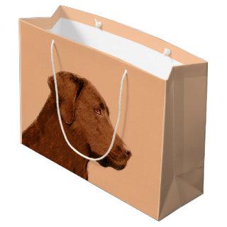 Labrador Retriever (Chocolate) Painting - Dog Art Large Gift Bag