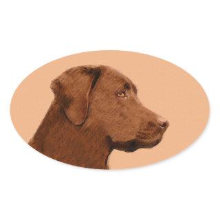 Labrador Retriever (Chocolate) Painting - Dog Art Oval Sticker