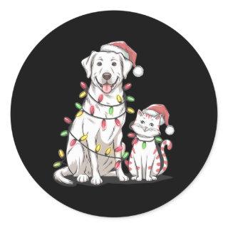 Labrador Retriever Christmas Festive Dog Cat Lover Classic Round Sticker