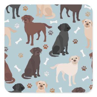 Labrador Retriever Paws and Bones Square Sticker