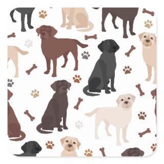 Labrador Retriever Paws and Bones Square Sticker