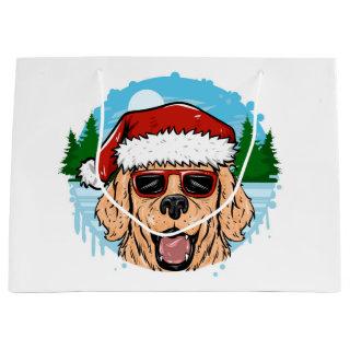 Labrador Retriever santa claus hat illustration Large Gift Bag