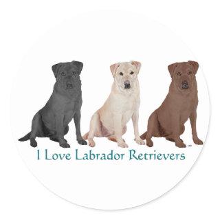 Labrador Retrievers - 3 Colors to Love Classic Round Sticker