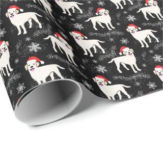 Labrador Retrievers in Christmas Hats Snowflakes