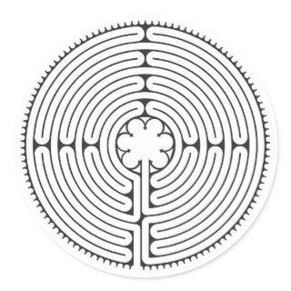 Labyrinth Cathedral of Chartres Black and White Classic Round Sticker