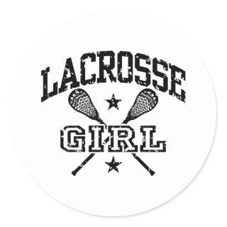 Lacrosse Girl Classic Round Sticker