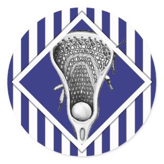 Lacrosse Lax Team Blue Classic Round Sticker