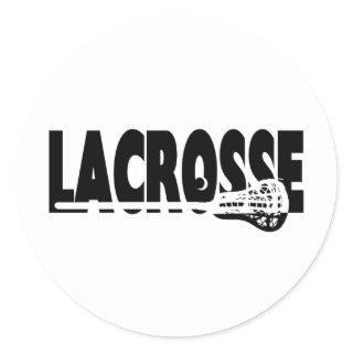 Lacrosse Stick Black and White Classic Round Sticker