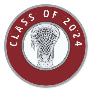 Lacrosse Team Class of 2024 Classic Round Sticker