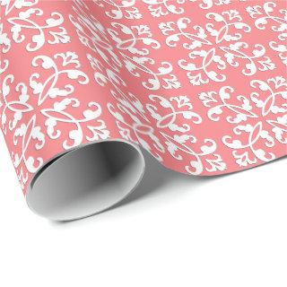 Lacy cutwork - white over coral pink