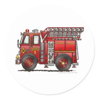 Ladder Fire Truck Firefighter Classic Round Sticker