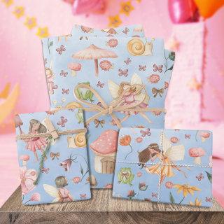 Lady Bug Butterfly Toad Gnome Fairies Garden Blue  Sheets
