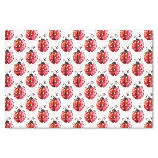 Lady Bug Watercolors Illustration Seamless Pattern Tissue Paper