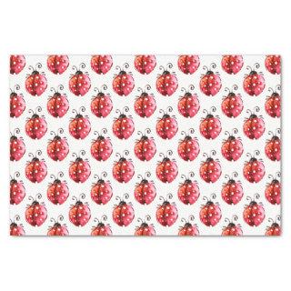 Lady Bug Watercolors Illustration Seamless Pattern Tissue Paper