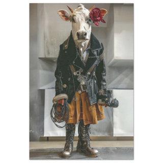 Lady Farm Cow Dressed Work Attire Decoupage Tissue Paper