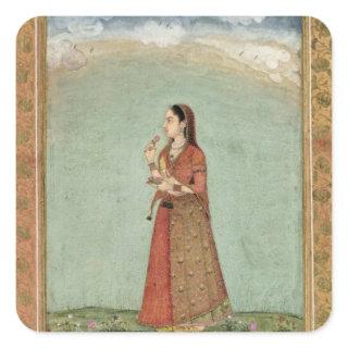 Lady holding a bowl of roses, from the Small Clive Square Sticker