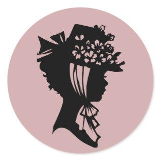 Lady in a Bonnet 28 Blush Pink AH2010 Classic Round Sticker