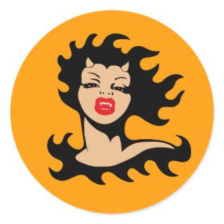 Lady Vampire Classic Round Sticker
