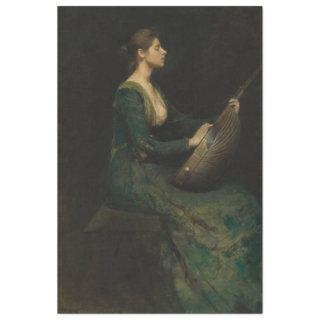 Lady with a Lute Musical Decoupage Paper