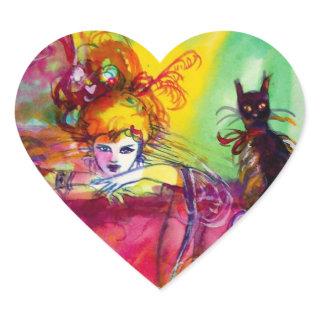 LADY WITH BLACK CAT / Venetian Masquerade Heart Heart Sticker