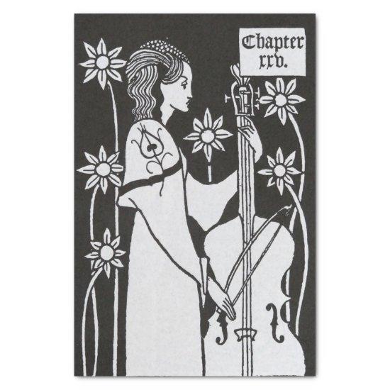 Lady With Cello by Aubrey Beardsley Tissue Paper