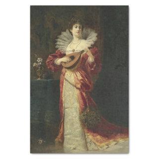 Lady with Lute by Ferdinand Wagner Jnr. Tissue Paper