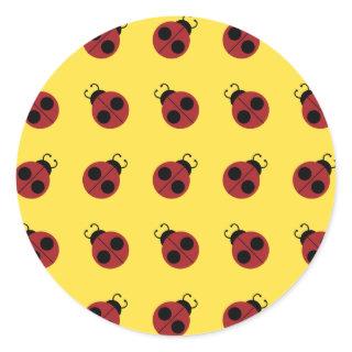 Ladybug 60s retro cool red yellow classic round sticker