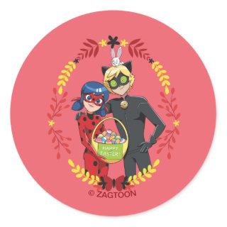 Ladybug & Cat Noir Easter Basket Classic Round Sticker