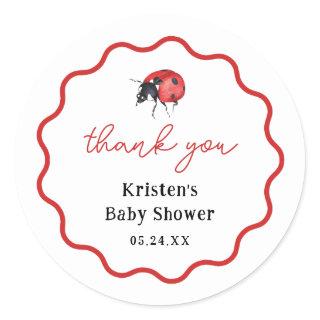 Ladybug Girl Baby Shower Thank You Favors Classic Round Sticker