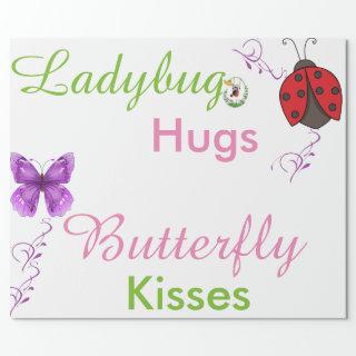 Ladybug Hugs Butterfly Kisses gift wrap paper
