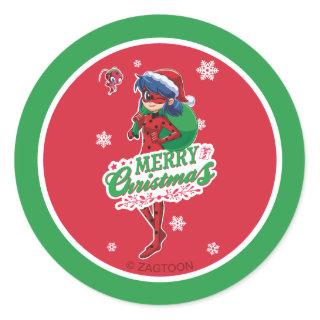 Ladybug | Merry Christmas Classic Round Sticker