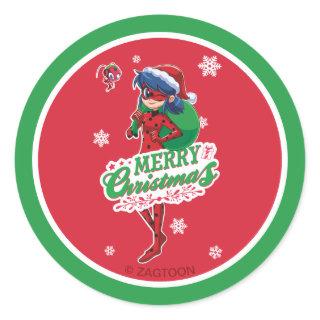 Ladybug | Merry Christmas Classic Round Sticker