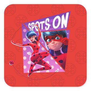 Ladybug | Spots On Purple Graphic Square Sticker