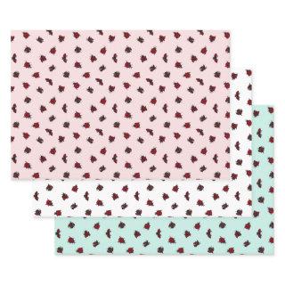 Ladybugs Pattern Pink White Turquoise  Sheets