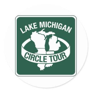 Lake Michigan Circle Tour, Sign, Wisconsin, USA Classic Round Sticker